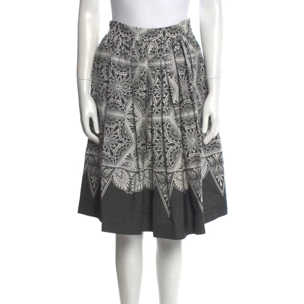 JONATHAN SAUNDERS Silk Gray Gothic Printed‎ Knee-Length Midi Skirt 4